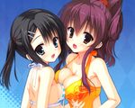  2girls bikini black_hair breasts cleavage dracu-riot! inamura_rio mera_azusa muririn purple_hair sideboob swimsuit yuri yuzusoft 