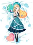  1girl black_bullet blonde_hair blue_eyes blush dakimakura dress grandia_(artist) grandia_bing smile solo stuffed_animal stuffed_bear stuffed_toy teddy_bear tina_sprout 