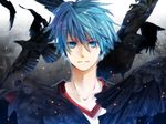  animal bird blue_eyes blue_hair close kuroko_no_basket kuroko_tetsuya mochitachio short_hair 