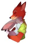  canine disney duo eyes_closed female fox happy hug judy_hopps lagomorph male mammal nick_wilde princessharumi rabbit simple_background white_background zootopia 