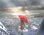  aozaki_aoko city clouds game_cg koyama_hirokazu long_hair mahou_tsukai_no_yoru scenic seifuku sky umbrella 