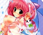  blush breasts clochette hayase_manami kamikaze_explorer nipples oshiki_hitoshi pink_hair see_through umbrella 