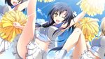  black_hair cheerleader game_cg mizuki_runa navel purple_software shiawase_kazokubu skirt wink yuuki_makoto 