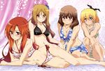  bikini blush breasts cleavage cule_zeria dakara_boku_wa_h_ga_dekinai glasses iria lisara_restall navel nyantype ookura_mina swimsuit underboob 