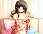  blush brown_hair erect_nipples ikegami_akane makiya_kasumi ribbons with_ribbon 