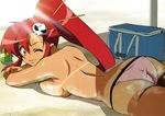  ass bikini ponytail red_hair swimsuit tan_lines tengen_toppa_gurren_lagann topless wet wink yellow_eyes yoko_littner 