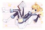  book boots elbow_gloves em_(kmkmp) kagamine_len stars thighhighs vocaloid 