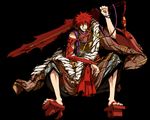  all_male black g_yuusuke game_cg kajiri_kamui_kagura male red_hair sakagami_habaki sword weapon 