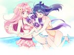  amazawa_koma bikini blue_hair blush pink_eyes pink_hair purple_eyes purple_hair swimsuit 