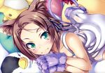  accel_world animal animal_ears bird blush brown_hair cat_smile catgirl gloves green_eyes ichijou_hitoshi kurashima_chiyuri penguin ribbons short_hair tail 