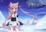  animal_ears blood blue_eyes catgirl dress headdress loli long_hair maid mvv pink_hair pixiv_fantasia tail thighhighs tie torn_clothes twintails 