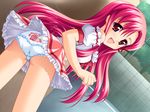  futaba_channel_2 game_cg ninoko panties pink_eyes pink_hair shiina_yuuki skirt underwear upskirt 