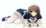  blush brown_hair deep_blue_sky_&amp;_pure_white_wings maid misaki_kurehito panties scan thighhighs tsuyazaki_kokage underwear 