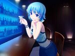  blue_eyes blue_hair drink game_cg himuro_rikka jpeg_artifacts koutaro short_hair tropical_kiss 