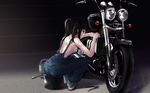  bandaid black_hair cait motorcycle original twintails 
