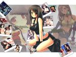  aeris_gainsborough black_hair blue_eyes blush breasts brown_eyes brown_hair christmas cleavage erect_nipples final_fantasy final_fantasy_vii gloves kiss long_hair night panties red_eyes sideboob skirt stars tifa_lockhart underwear 