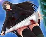  black_hair blood katsura_kotonoha school_days seifuku skirt thighhighs zettai_ryouiki 