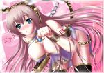  animal_ears blush breasts catgirl cleavage headphones long_hair megurine_luka nohoho pink_hair tail thighhighs vocaloid 