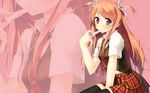  5_nenme_no_houkago blush brown_hair kantoku kurumi_(kantoku) long_hair original purple_eyes seifuku tie zoom_layer 