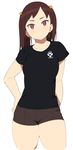  accio bad_id bad_twitter_id brown_eyes brown_hair cowboy_shot cropped_legs earrings hair_bobbles hair_ornament hand_on_hip jewelry las_vegas_(accio) long_hair looking_at_viewer original shirt short_shorts shorts simple_background solo thick_thighs thighs tsurime twintails white_background 