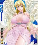  angel blonde_hair breasts card_(medium) catalina_(taimanin_asagi) female kagami kagami_hirotaka large_breasts lilith-soft long_hair nipples see-through solo taimanin_asagi taimanin_asagi_battle_arena wings 