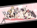  animal_ears barefoot black_hair blonde_hair bra brown_eyes brown_hair bunnygirl catgirl chen collar ex_keine garter_belt gray_hair green_hair horns inaba_tewi inubashiri_momiji kaenbyou_rin kamishirasawa_keine long_hair mystia_lorelei nazrin nude panties purple_hair red_eyes red_hair reisen_udongein_inaba reiuji_utsuho ribbons shameimaru_aya short_hair stockings striped_panties tail thighhighs tokiko touhou underwear white_hair wings wolfgirl yakumo_ran yellow_eyes 