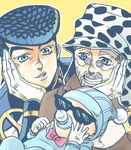  2boys baby hat higashikata_jousuke jojo_no_kimyou_na_bouken joseph_joestar multiple_boys nora_(act2) pacifier pompadour shizuka_joestar sunglasses 