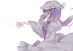  bespectacled bow crescent glasses hair_bow hat hillly_(maiwetea) patchouli_knowledge profile purple_eyes purple_hair solo touhou wide_sleeves 