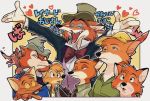  &quot;honest&quot;_john_foulfellow 2018 anthro black_nose br&#039;er_fox canine clothed clothing disney fox fox_and_the_hound fur group hat hi_res japanese_text male mammal nick_wilde pinocchio robin_hood robin_hood_(disney) simple_background song_of_the_south text tod_(fath) uochandayo zootopia 