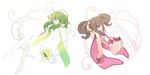  1girl anise_tatlin brown_eyes brown_hair green_eyes green_hair ion koto_(colorcube) long_hair sidelocks tales_of_(series) tales_of_the_abyss thighhighs twintails 