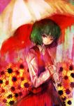  amii ascot bad_id bad_pixiv_id flower green_hair kazami_yuuka parasol red_eyes short_hair skirt skirt_set solo sunflower touhou umbrella vest 