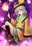  bad_id bad_pixiv_id fire green_eyes hat heart komeiji_koishi sai-go solo touhou white_hair 