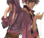  ayumiso black_eyes black_hair blood long_hair male_focus multiple_boys ponytail raven_(tales) smile tales_of_(series) tales_of_vesperia yuri_lowell 