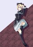  absurdres blonde_hair blue_eyes frills gothic_lolita hair_ribbon highres kagamine_rin lolita_fashion ribbon socks solo vector_trace vocaloid yooguru 