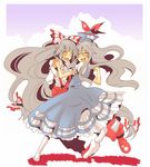  asana fujiwara_no_mokou hair_ribbon hat kamishirasawa_keine long_hair multiple_girls ribbon touhou 