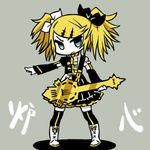  chan_co chibi guitar instrument kagamine_rin kagamine_rin_(roshin_yuukai/hard_rkmix) roshin_yuukai_(vocaloid) solo thighhighs twintails vocaloid 