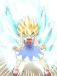  aura blonde_hair blue_eyes cirno dragon_ball dragon_ball_z kakkou parody short_hair solo super_saiyan touhou wings 