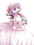  :&gt; bat_wings character_doll doll hat izayoi_sakuya red_eyes remilia_scarlet rie_(reverie) short_hair simple_background sketch solo touhou wings 
