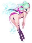  aqua_eyes ass bad_id bad_pixiv_id bent_over bodypaint flat_chest green_hair legs looking_back mizuki_kotora open_mouth original pointy_ears short_hair smile solo tail tattoo wings 