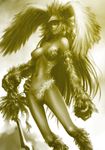  breasts feathers harpy large_breasts lb monster_girl original solo sword weapon wings 