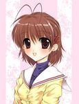  antenna_hair bad_id bad_pixiv_id brown_eyes brown_hair clannad furukawa_nagisa hikarizaka_private_high_school_uniform sakasaka school_uniform short_hair solo 