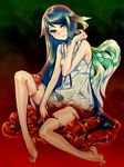  bad_id bad_pixiv_id barefoot blood feet green_hair highres julion_(akesuzu) saya saya_no_uta slime solo 