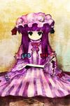  amii book hair_ribbon hat long_hair patchouli_knowledge purple_eyes purple_hair ribbon solo touhou 