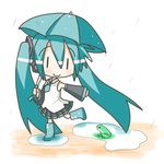  aqua_hair chibi chibi_miku frog hatsune_miku minami_(colorful_palette) solo twintails umbrella vocaloid 