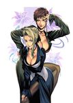  bad_id bad_pixiv_id blonde_hair blue_eyes breasts brown_eyes brown_hair cleavage duplicate homare_(fool's_art) large_breasts mature_(kof) multiple_girls pantyhose the_king_of_fighters vice 