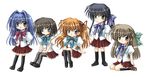  alternate_costume bad_id bad_pixiv_id black_hair blue_eyes blue_hair brown_eyes brown_hair chibi green_eyes kanon kawasumi_mai kurata_sayuri long_hair minase_nayuki misaka_shiori multiple_girls orange_hair sawatari_makoto school_uniform short_hair suruga_kasune thighhighs twintails 