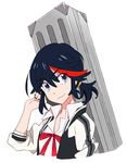  alternate_hairstyle highres jacket kill_la_kill mako_(macomaco7) matoi_ryuuko multicolored_hair ponytail solo two-tone_hair 