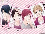  black_hair blue_eyes brown_hair green_eyes hair_over_one_eye hashiba_natsuki katakura_keiichi male_focus matsunaga_tomoya mizuno_minami multiple_boys naoe_tsuyoshi nijiiro_days one_eye_closed original red_hair smile wallpaper 