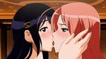  2girls animated animated_gif kiss multiple_girls tongue tsf_monogatari yuri 