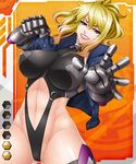  1girl armor blonde_hair blue_eyes breasts card_(medium) female gauntlets jane_bladrow kagami kagami_hirotaka large_breasts lilith-soft long_hair smile solo taimanin_asagi taimanin_asagi_battle_arena 